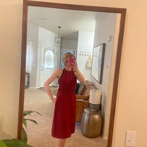 Elegant Red Halter Dress